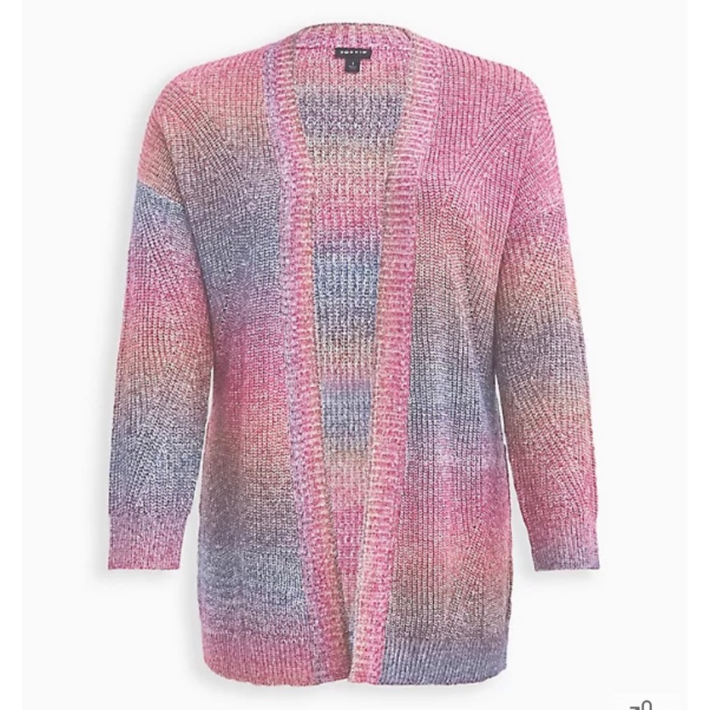 Multi-Color Open Front Sweater